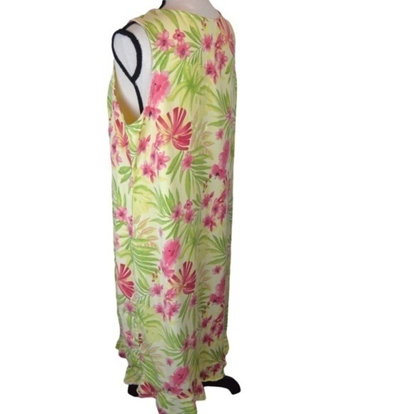 Hawaiian Print Silky Pull Over Sheath ‎ Dress/Cover-Up, Large Beachy Cruise - Picture 3 of 6